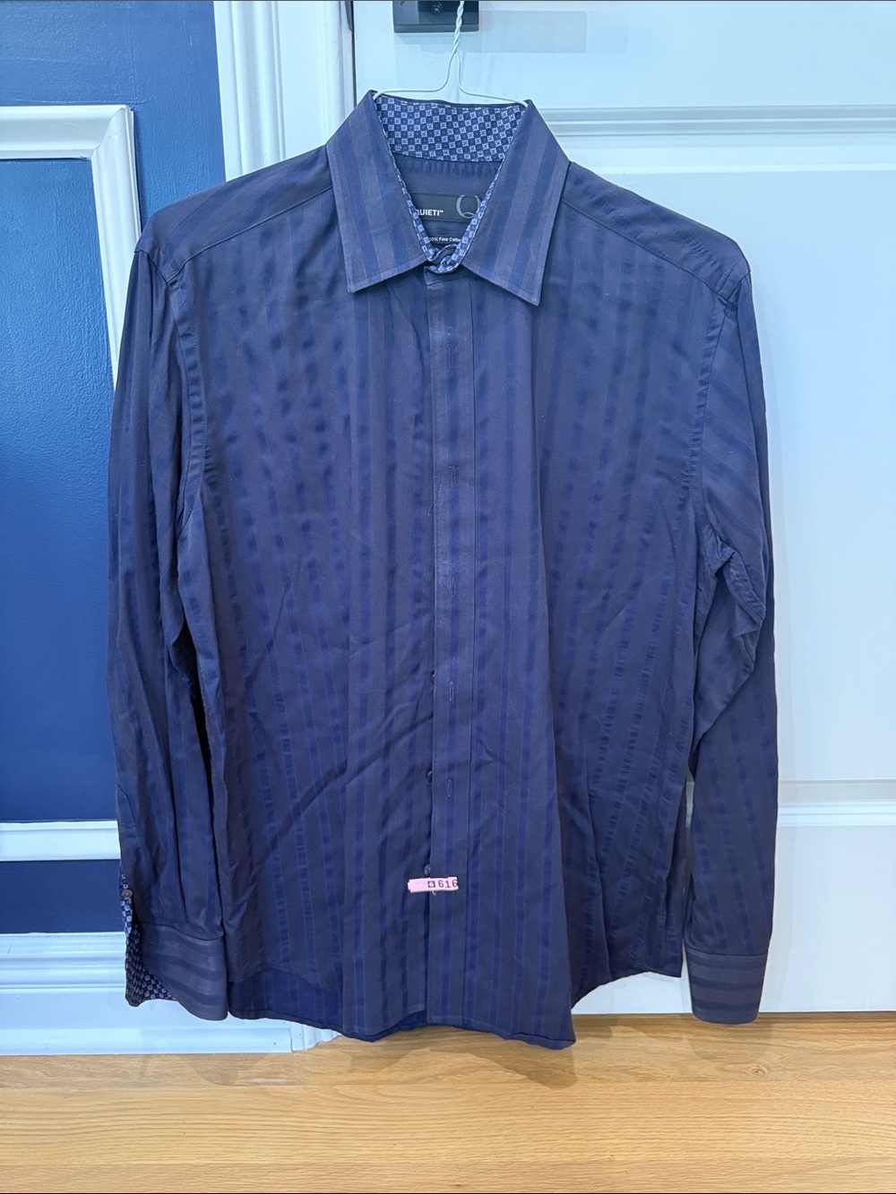 Men's Long-Sleeve Dress Shirt in Deep Blue Stripe